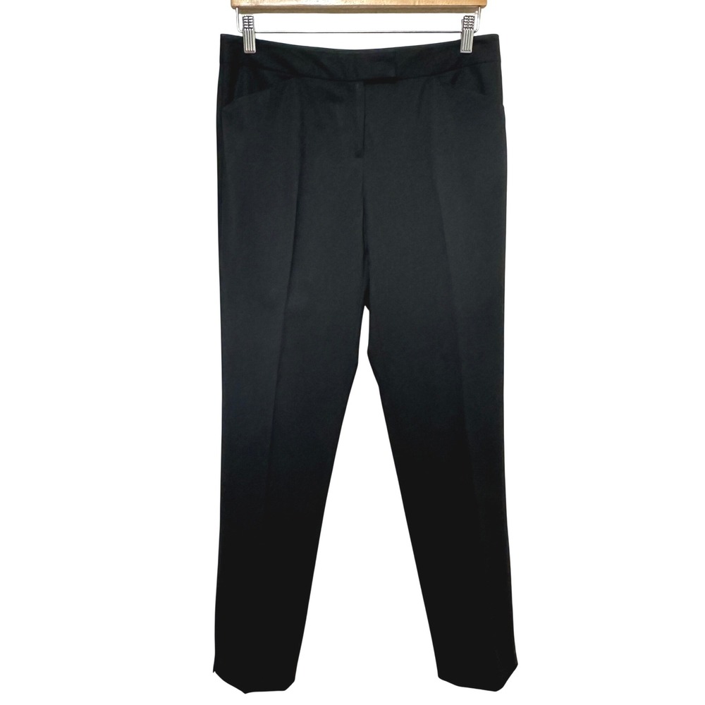 Lafayette 148 Wool Dress Pants Womens 4 Black Tapered Leg Trousers Lightweight